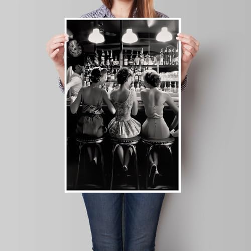 Vintage Black and White Posters Trendy Women Drink Cocktail Wall Art Funky - Image 6
