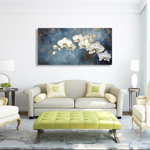 Abstract White Butterfly Orchid Canvas Wall Art - Image 2