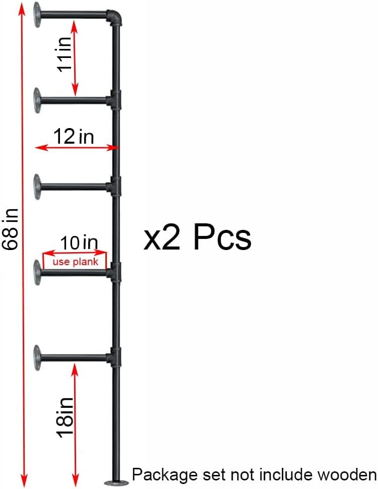 Industrial Retro Wall Mount iron Pipe Shelf, DIY Open Bookshelf, Hung Bracket - Image 3