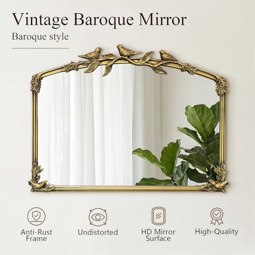 Gold Baroque Vintage Mirror for Vanity 19x25Inch Gold Antique - Image 4