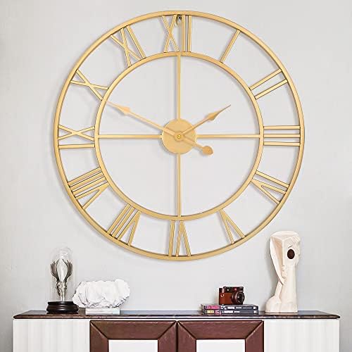 1st owned Large Wall Clock Metal Retro Roman Numeral Clock, Modern Round Wall by Wallclockdecor