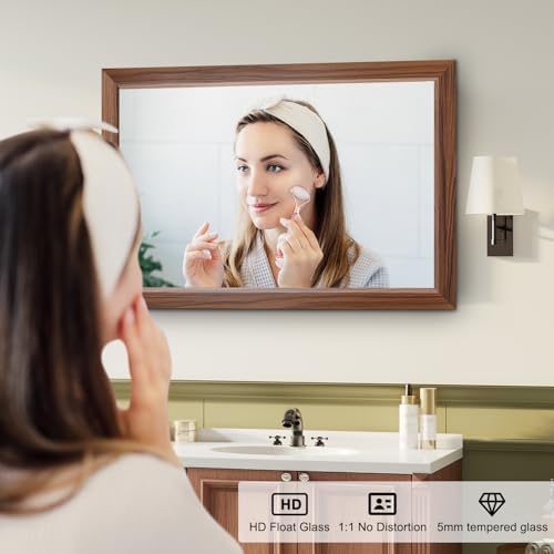 Bathroom Mirror for Over Sink, 22x30Inch Thick Anti-Rust Wood Grain Metal Frame - Image 3