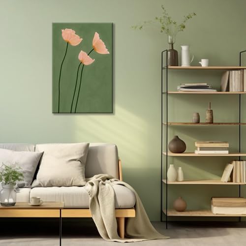 Olive Green Botanical Wall Art Vintage Peony Blush Trio Poster Prints - Image 4