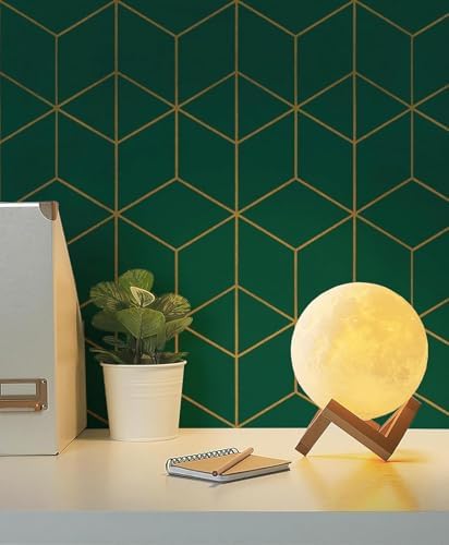 Safiyya Peel and Stick Wallpaper Gold and Dark Green Wallpaper Geometric - Image 5