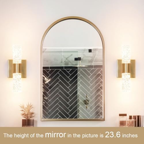Crystal LED Wall Sconces Set of 2, Brushed Gold Bathroom Light Fixtures - Image 2