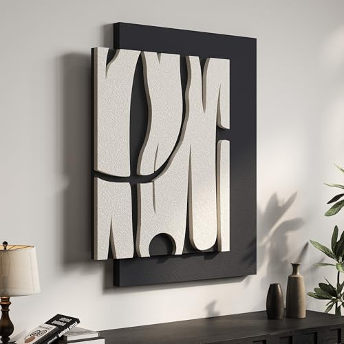 3D Black and White Abstract Wall Art, Modern Textured Artwork by Cuspin