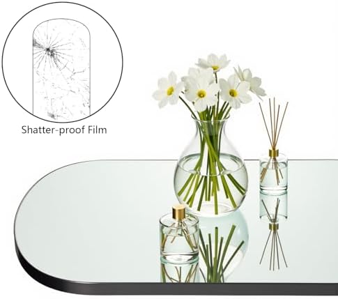 Long Oval Mirror Black Full Length Mirror 18"x47" Pill Shapd Wall Mirror - Image 6