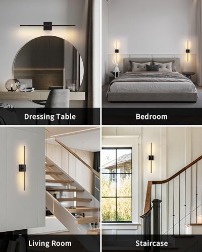 KDG Black 23.6" Cordless Wall Sconces Set of 2, Wireless LED Wall Lamps - Image 6