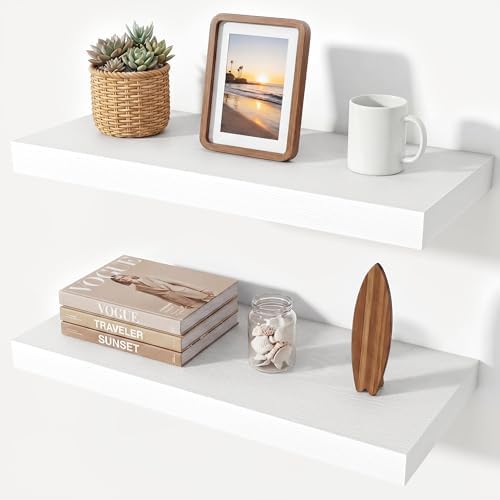 Heimlove Floating Shelves 23.6" W x 10.3" D White Set of 2 by Heimlove