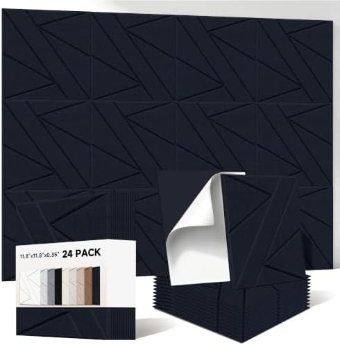 Acoustic Panels with Self Adhesive, 11.8”x11.8”, 24 Pack by AUTORIFIC