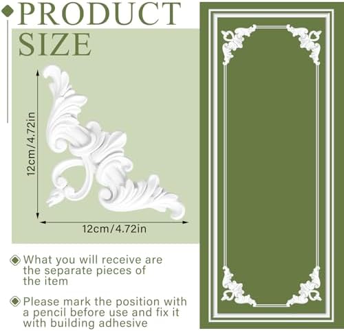 4pcs Corner Wall Molding, Wainscoting Floral Molding - Image 2