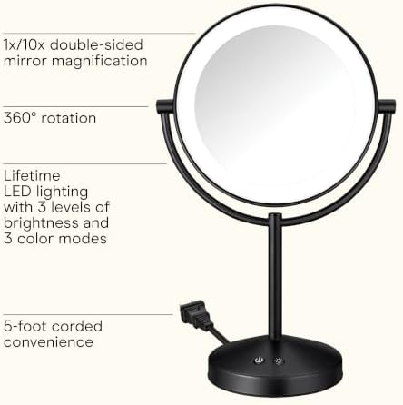Conair Lighted Makeup Mirror, Double-Sided LED Vanity Mirror - Image 2