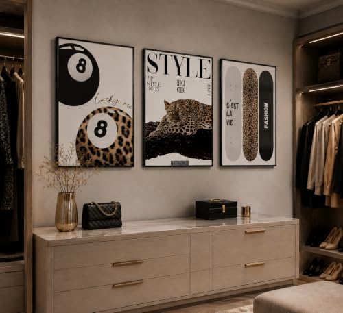 3Pcs Trendy Leopard Wall Art Preppy Aesthetic Stylish Leopard Painting Picture - Image 4