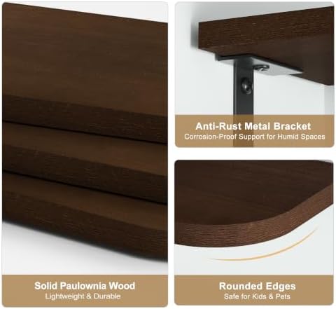 Love-KANKEI Large Corner Shelf 3-Tier, Solid Wood&Bracket - Image 3