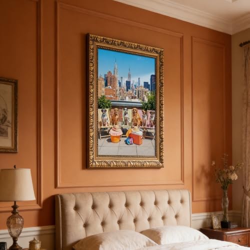 Framed Dogs NYC City Skyline Poster Canvas Print Art, Trendy Funky Wall Art - Image 7