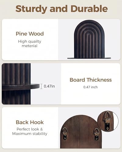 Bamworld Boho Wall Decor Plant Wall Shelf Wood Plant Holder Walnut 2PCS - Image 4