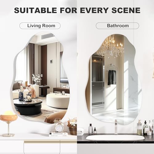 Hasipu 31"x20" Irregular Wall Mirror Frameless Asymmetrical Mirror - Image 4