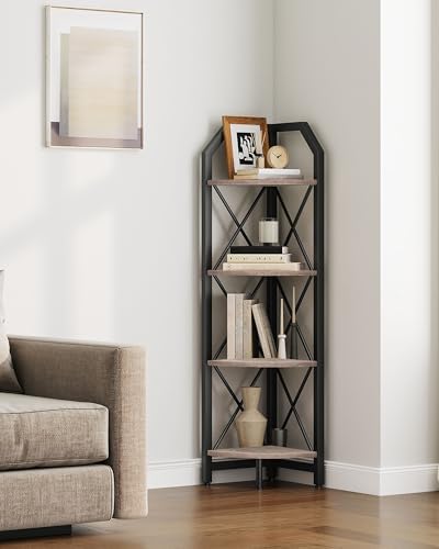 CHOEZON 4-Tier Corner Shelf, Industrial Corner Bookshelf, 47.6" Corner Storage by Choezon
