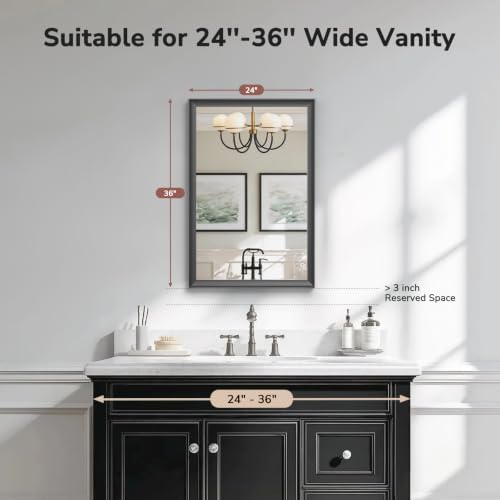 USHOWER 24x36 Inch Black Bathroom Mirrors - Image 2