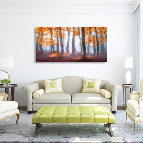 Orange Maple Leaf Tree Canvas Wall Art - Image 2