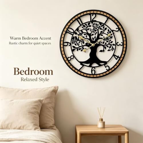 Large Wall Clock for Living Room Decor 24 Inch Tree of Life Metal Wall Art - Image 4