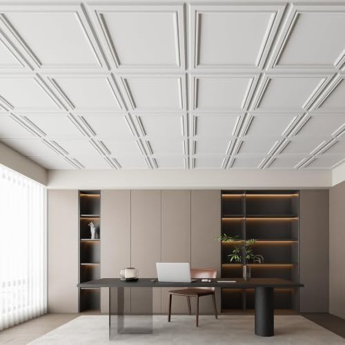 Art3d 24 Pack PVC Ceiling Tiles 24x24 Inches, Snow White - Image 2