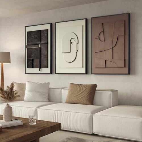 3D Large Framed Brown Abstract Wall Art - Image 6