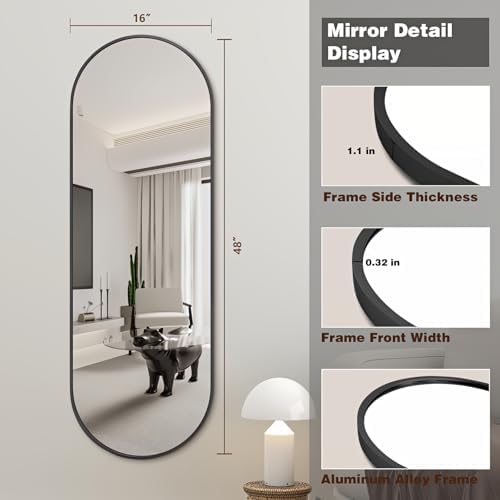 Niccy Oval Full Length Mirrors, Long Wall-Mounted Mirror - Image 3