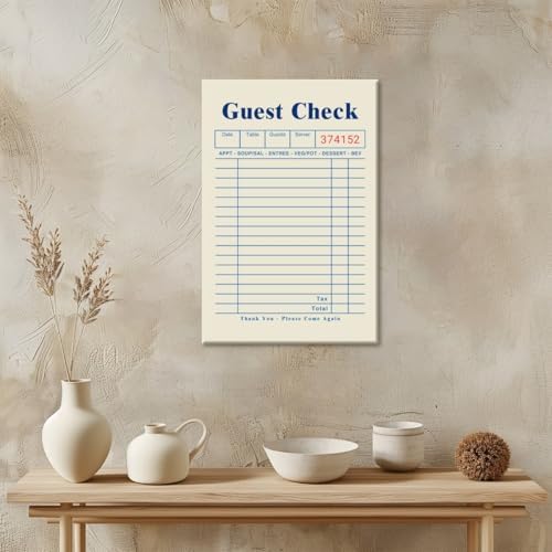 Blue Blank Guest Check Posters Trendy Retro Wall Art fun Diner Art Canvas Print - Image 4
