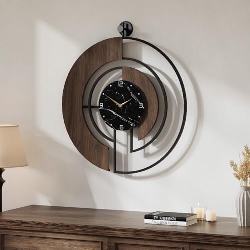 Cuspin 24 Inch Wall Clock Modern Walnut Marble Dial Large Decorative Clock by Cuspin