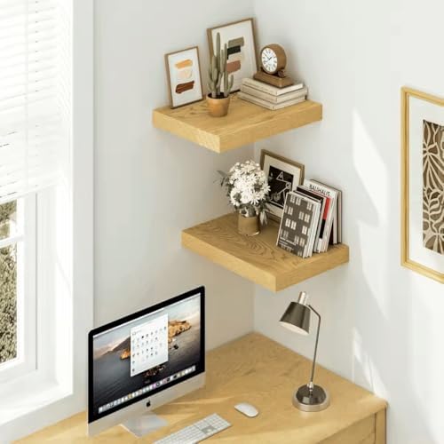 Vivelove 12 Inch Deep Floating Shelves 16 inch Long, Oak Shelf - Image 2