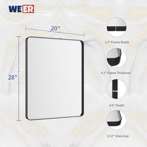WEER Black Bathroom Vanity Mirror 20X28 Inch - Image 6