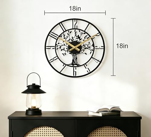 Large Tree of Life Wall Clock, Metal Large Modern Wall Clocks - Image 2