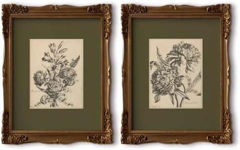 Flower Sketch Wall Art Sage Green Floral Canvas Poster Vintage Botanical Wall by Tanmart