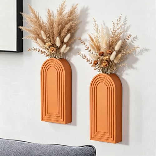 Dnnnii 2 Pack Wooden Wall Vase Set by Dnnnii
