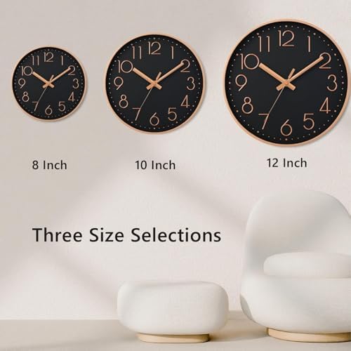 DAXSMY Wall Clock 8 Inch Black Decorative, Battery Operated Silent - Image 5