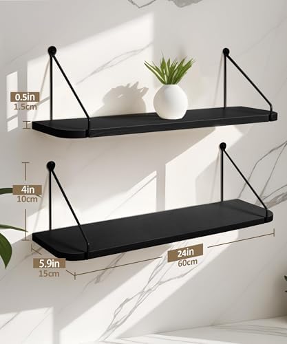Afuly Black Floating Shelves for Wall, 24in Shelf - Image 3