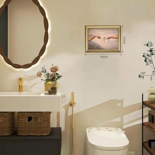 Gold Framed Wall Art, Funny Creation Of Adam Toilet Paper Print - Image 4