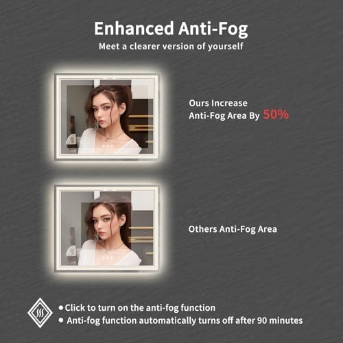 Vanity Mirror with Lights, 48x40 Inch Gradient Front and Backlit Smart Mirror - Image 6