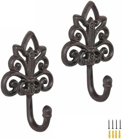 iobiotio Cast Iron Wall Hooks Heavy Duty 2 Pack, Vintage Coat Hooks by iobiotio