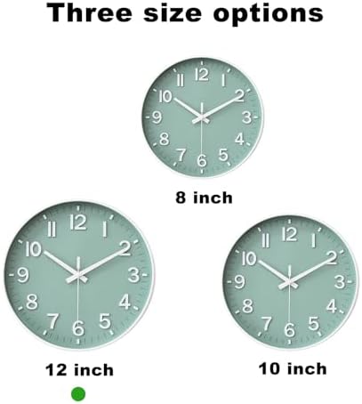 HZDHCLH 12 Inch Wall Clock Battery Operated Silent Non Ticking Green Modern - Image 3