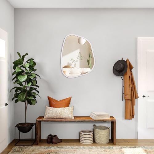 Asymmetrical Mirror Irregular Oval Wall Mirror Modern Wood Frame Unique Shape - Image 5