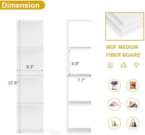 Qupui 5 Tier Wall Shelf with LED Light, 37.8 Inch Floating - Image 2