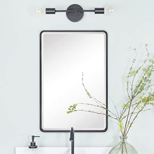 TEHOME Farmhouse Black Recess Bathroom Medicine Cabinet w/Bevel Mirror 16x24 - Image 2