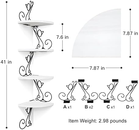 Alsonerbay 4-Tier Cat Shaped Corner Floating Shelf Wall Mount - Image 3