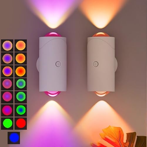 Rechargeable Motion Sensor Light Indoor, Magnetic RGB Wall Sconces 2 Pack by NINE+SQUARE+EGOU