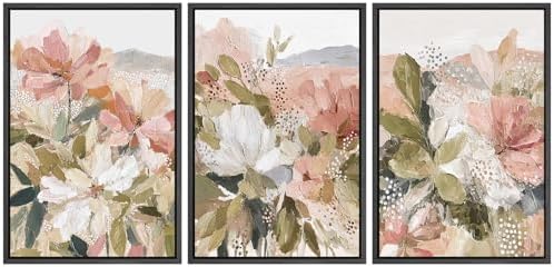 MUDECOR Framed Canvas Print Wall Art Blush Floral Abstract Neutral Botanical by MUDECOR