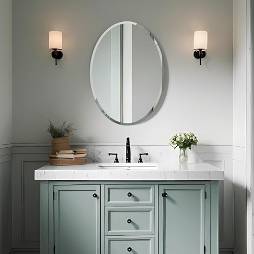 Bathroom Mirror for Over Sink 16" x 24" Oval Frameless Wall Mirror - Image 2