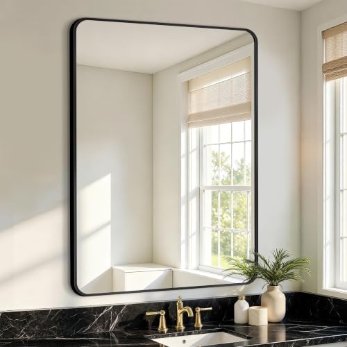 Vanity Bathroom Mirror, 40”x28” Black Bathroom Mirror by LawadaMirror