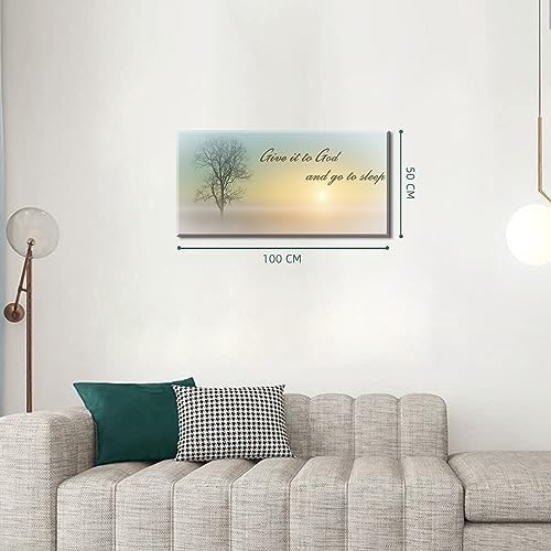 Lasdel Canvas Wall Art of Misty Sunset & Tree Plant Picture - Image 3
